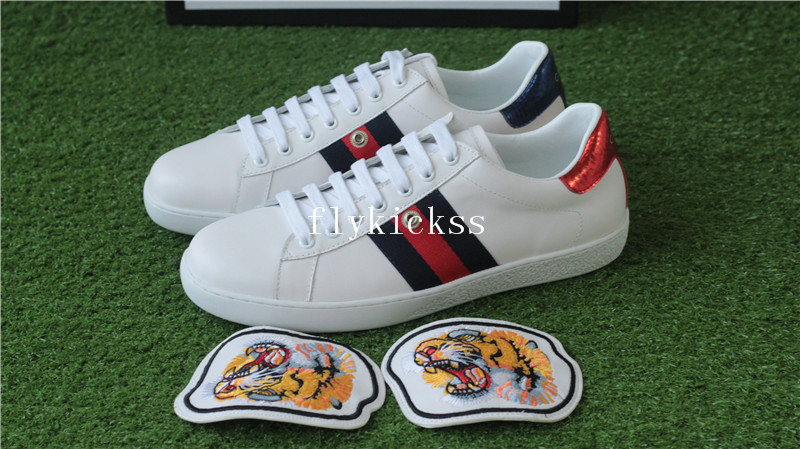 GC Ace Embroidered Sneaker White Tiger Pattern